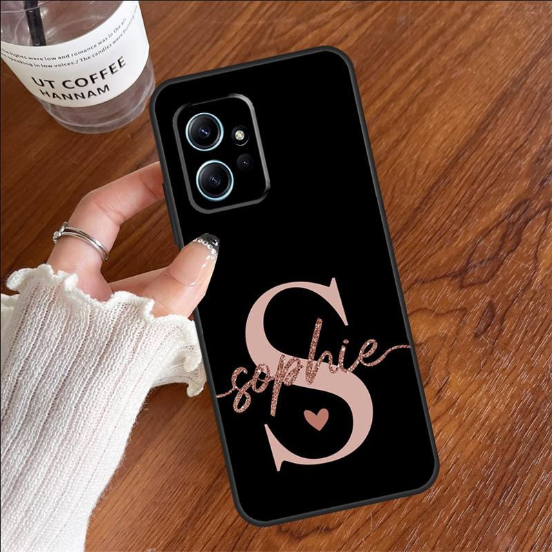 Bling Personalised Name Plating Case For Xiaomi Redmi 12C 13C 14C 10C Redmi Note 13 Pro 14 12 11 9 10 9S 10S 11S 12S Cover