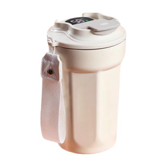 

Стакан из нержавеющей стали 450 мл с двойными стенками, вакуумной изоляцией, дорожная кружка для кофе с герметичной крышкой, многоразовая термокружка для горячих и холодных напитков, цифровая белый