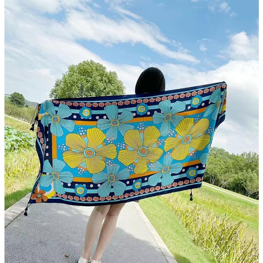 Chaka Salt Lake Great Northwest Tourism Ethnic Style Scarf Silk Scarf Women'S Summer Seaside Beach Shawl Sunscreen Thin
