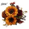 Dekorative Kunstblumen für Wohnzimmer Sonnenblumen Künstliche Blumen, Realistischer Fake-Strauß Hochzeit Zuhause, Rustikal Wiederverwendbar Seidenblumen