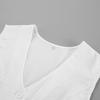 Womens White V-Neck Sleeveless Vest Shorts Set Casual Two-Piece Outfit 2025