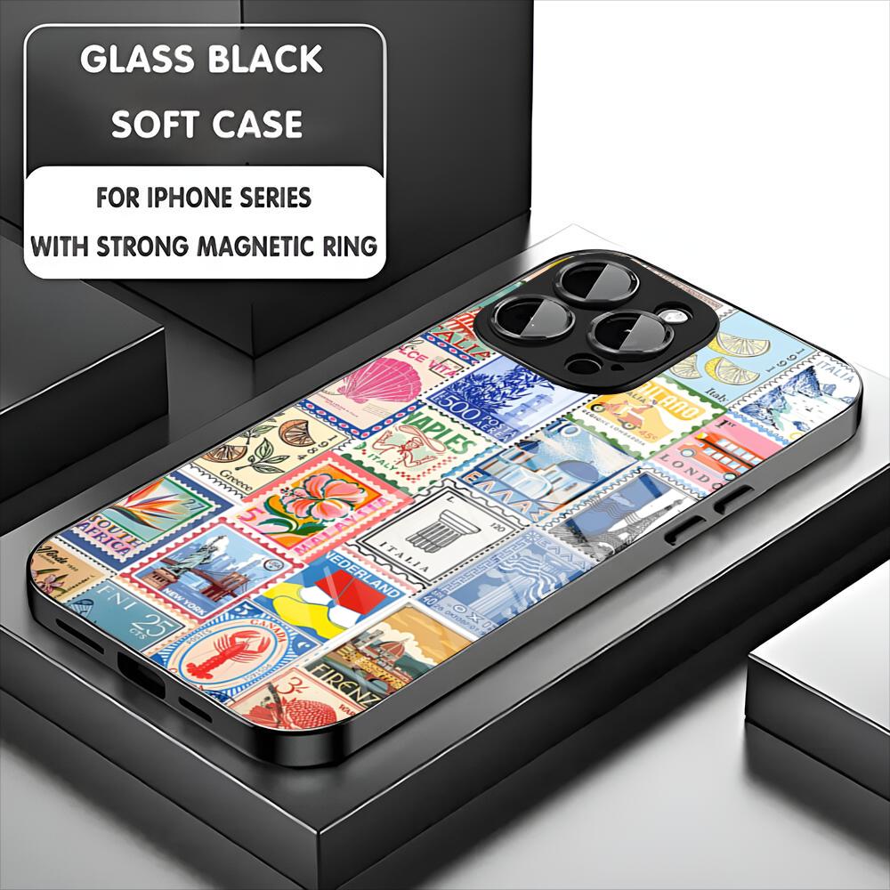 Latest Retro Stamp Creative Designs Phone Case For Iphone 17 16 15 14 13 11 12 Pro Max Mini Plus Magnetic Glass Phone Cover