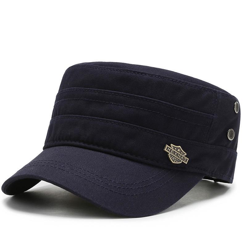 

Новая кепка Весна и осень козырек Кепка милитари с плоским верхом Шляпа для путешествий на открытом воздухе Шляпа от солнца Мужская Adjustable темно-синий