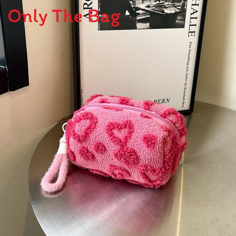 Plush Heartshaped Makeup Bag With Large Capacity For Students And Travel