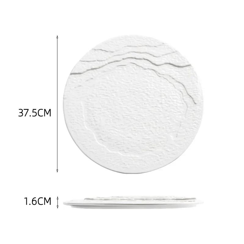 Ceramic Dinner Plate Creative Irregular Texture Dessert Dish Snack Plate Pasta Plate Flat Plates Restaurant Specialty Tableware