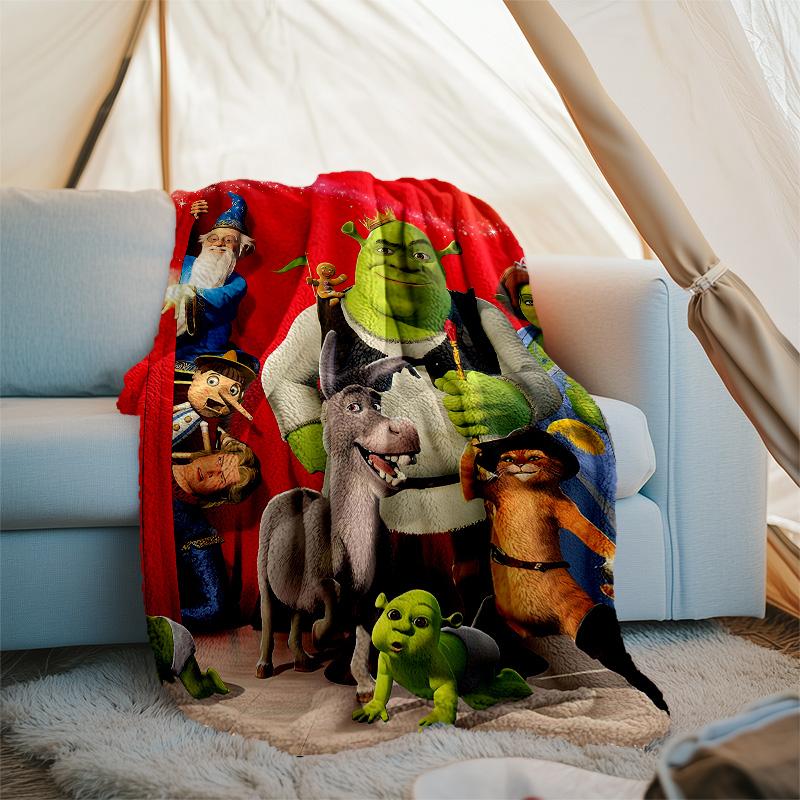1pc Shrek3 Theme Blanket - Digital Print, Polyester, Cozy for All Seasons, Perfect for Outdoor, Camping, and Travel