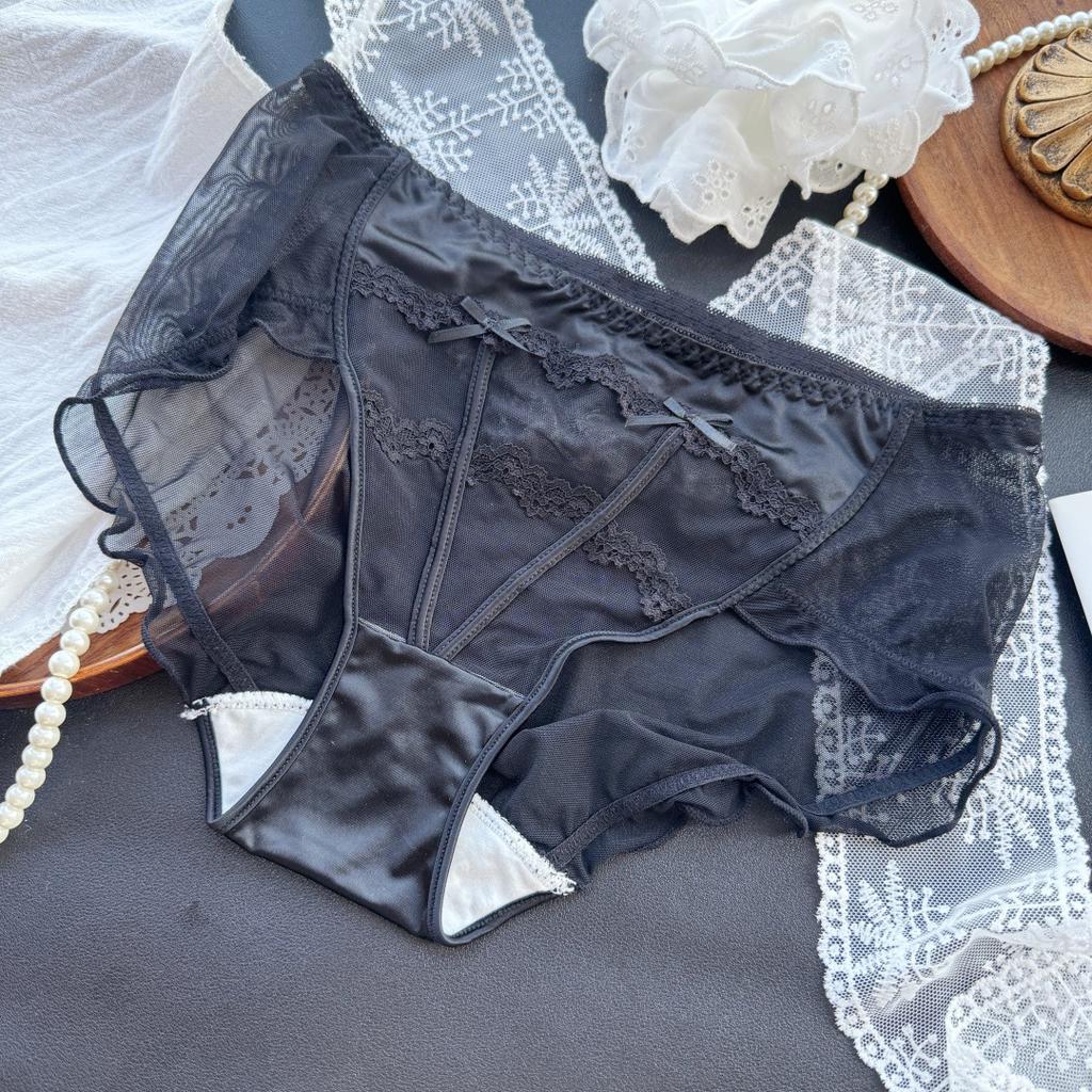 Ladies Summer Sexy Beautiful Palace Style Mesh Satin Ice Silk Briefs