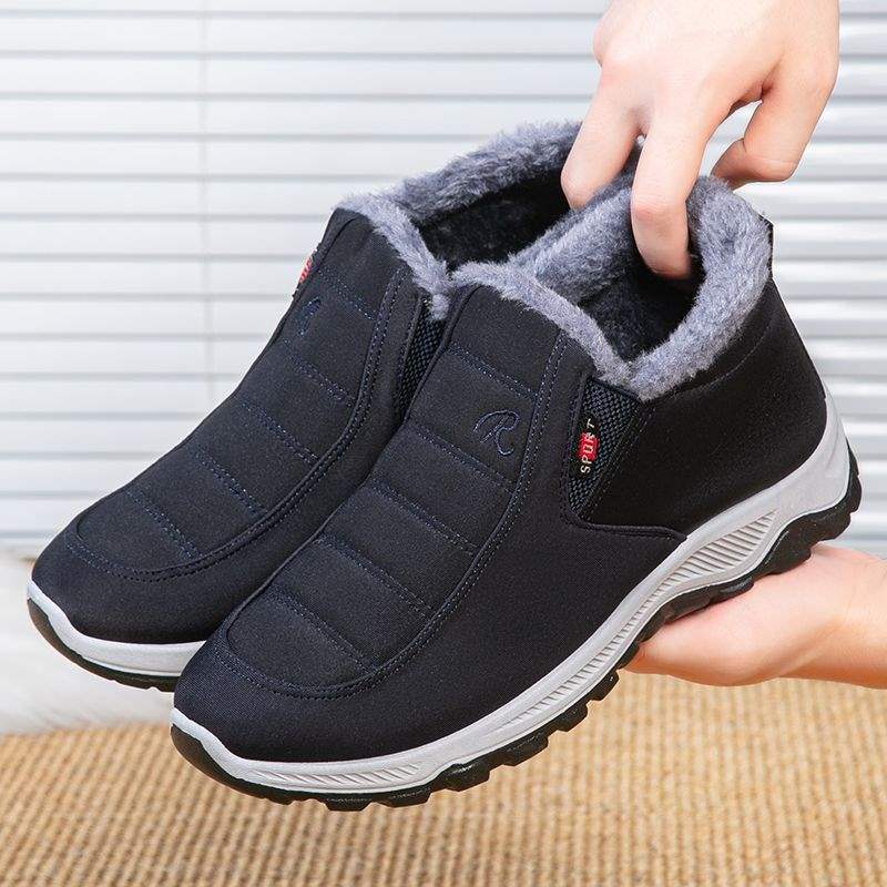 Winter alte nördliche Stoffschuhe Herren High-Top Schneestiefel Baumwollschuhe Damen Samt warm rutschfest weiche Sohle Mittelalterliche und ältere Vaterschuhe