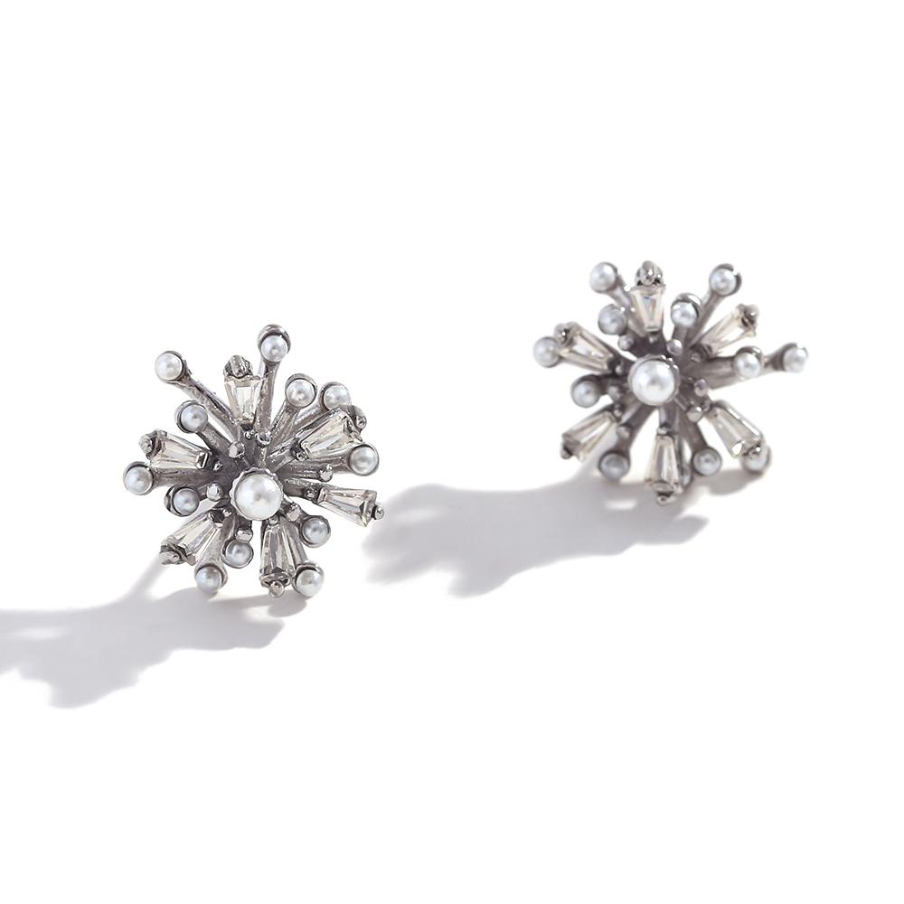 

MamacitaSlay Stainless Steel Zircon Pearl Sunflower Stud Earrings New Design Party Waterproof Jewelry Trendy Minimalist Gift срібний