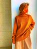 Turtleneck Knitted Sweater Women's Autumn and Winter Thickened Solid Color Loose Long-sleeved Pullover Sweater Women's Hot Words