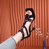 Sequins Fashion Sandals Women's Summer Square Head Thin Heel Elegant High Heels 2025 New Silver Skirt Banquet Shoes
