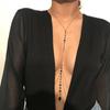 New Women Sexy Fashion Black Bead Chest Chain Body Jewelry Trend Punk Metal Tassel Waist Belly Chain Strap Decorate Street Style