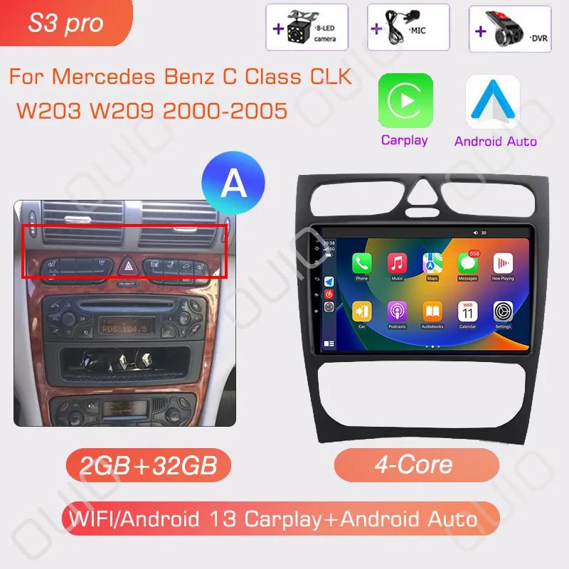 Android 13 Radio For Mercedes Benz C Class CLK W203 W209 2000-2005 Car Stereo Multimedia Player Carplay Auto GPS Navigation 2DIN