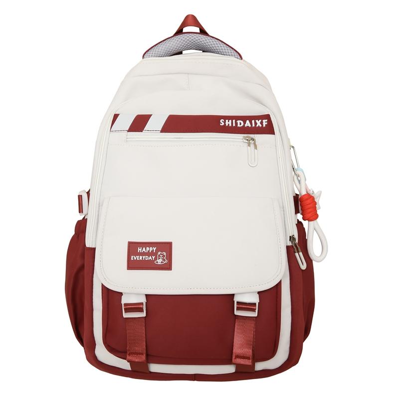 

Жіночий рюкзак великої місткості Кольоровий шкільний портфель учнів середньої школи червоний