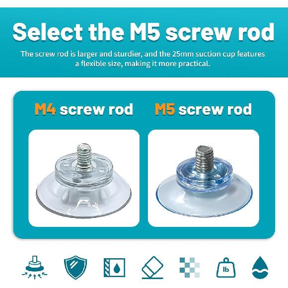 20 Pack Mini Suction Cups,25mm/1'' Suction Cup with M5 Screw Clear PVC Sucker Pads Extra Strong Sucker Suction Cup Glass Suction Holder with Screw