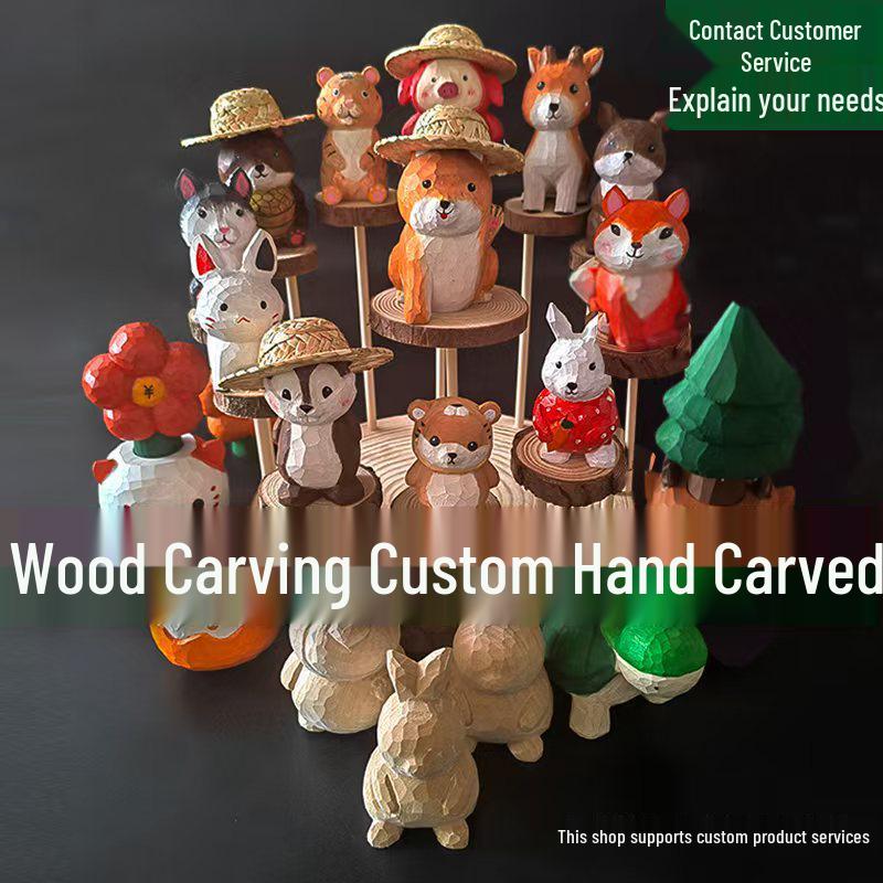 Customized Handmade Cartoon Wooden Root Carving Desktop Ornaments