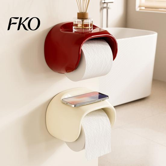 Stylish Bathroom Roll Holder No Drilling Wall Mount Toilet Paper with Top Quick Install Rack Storage Shelf Durable Space Saving Tissue