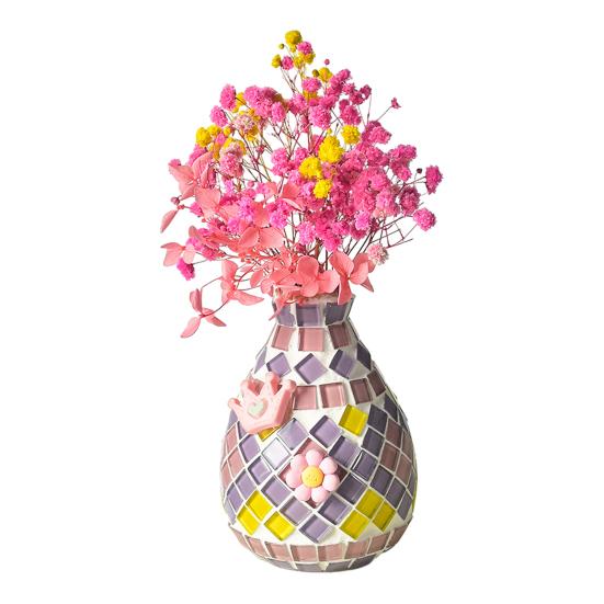 1 Set Handmade Mosaic Vase Kit with Wooden Vase Mosaic Tiles Tools Kids Adults Beginner Handcrafted