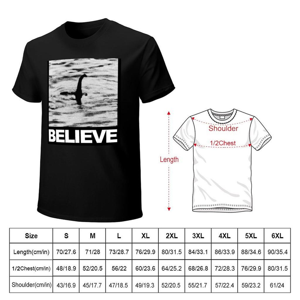The Loch Ness Monster Believe TShirt anime clothes blue archive men workout shirt
