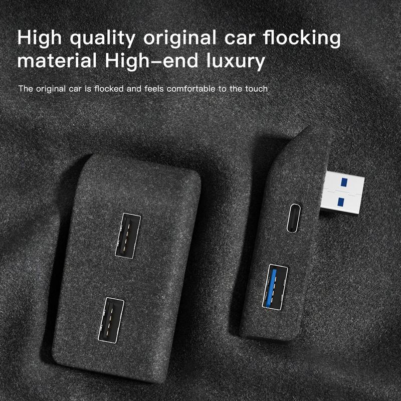 For Tesla Model 3 Highland Model Y Juniper 2021-2025 Glove Box Flocking USB HUB Adapter Quick Charger Car Accessories