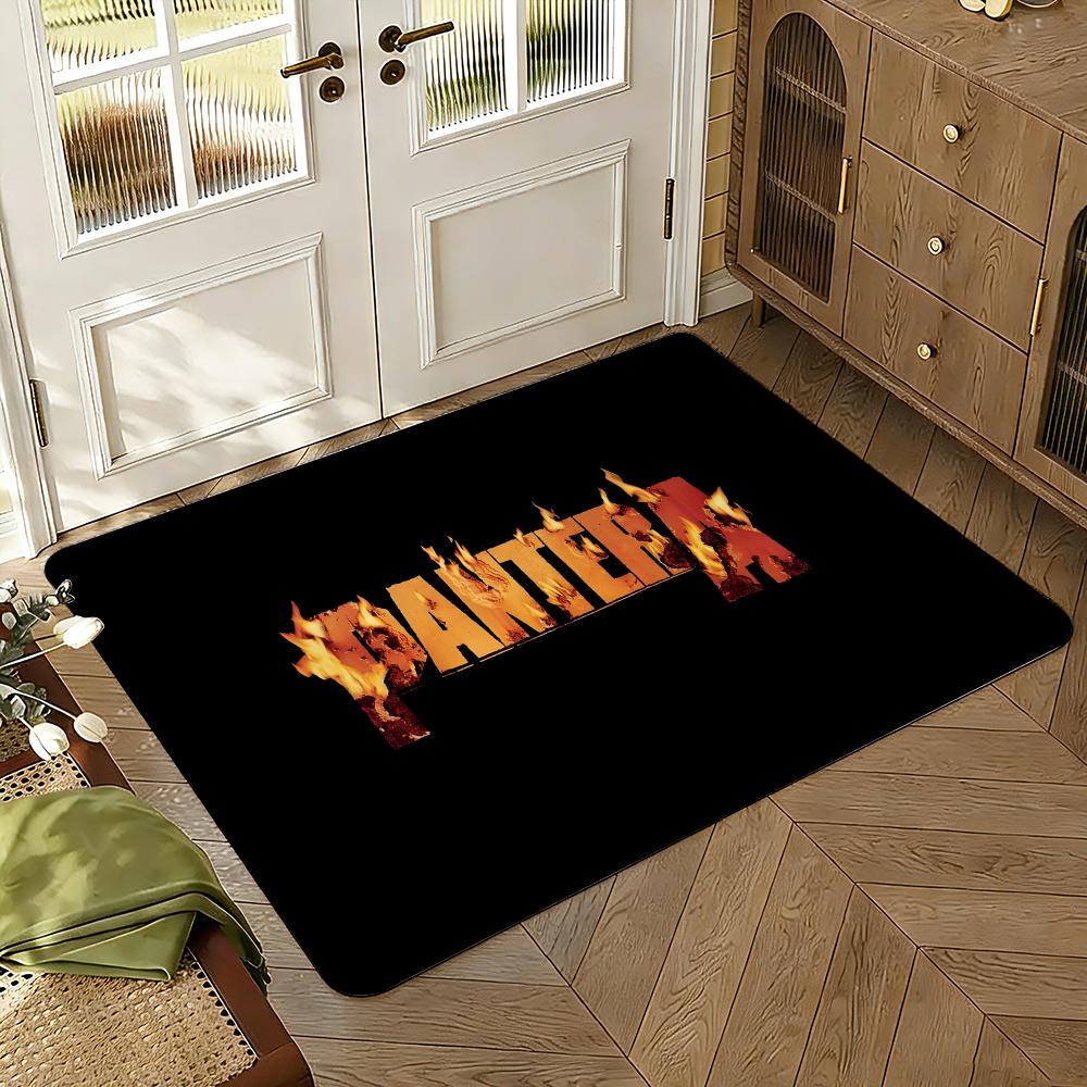 Pantera Band Style Rock Floor Mat Soft Thickened Absorbent Non-Slip Bedroom Living Room Door Mat Home Decor Flannel Rugs