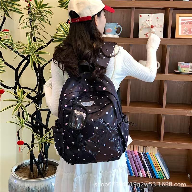 Schoolbag Schoolbag Junior High School Girl Girl Heart Atmosphere Star Print Ins Niche Large Capacity Backpack High School Backpack