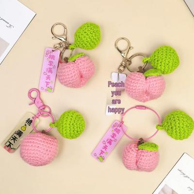Peach Plum Keychain Ring: Fruit-Themed Bag Pendant Souvenir