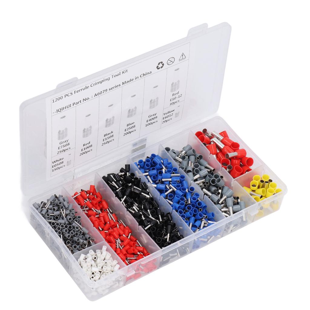 1200pcs Wire Ferrules Crimp Connectors Insulated Crimp Terminal Universal for Car