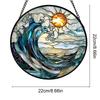 Stained Glass Sun Catcher 8.66 Inch Colorful Round Acrylic Window Hanging with Metal Chain for Study Bedroom Living Room Decor