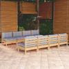 9-piece Garden Set with Cushions Solid Pine Wood