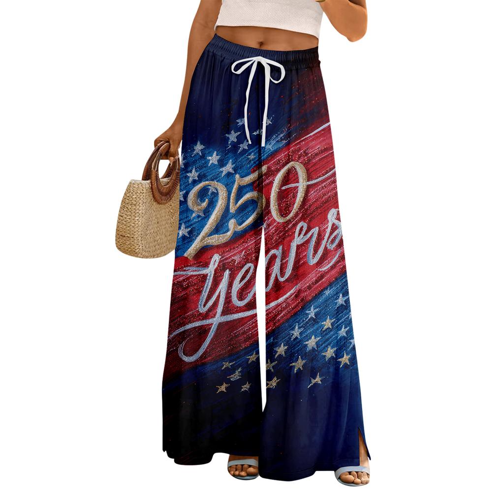 Dámské letní kalhoty Boho Palazzo s vysokým pasem a širokými nohavicemi s květinovým potiskem ležérní kalhoty s kapsami