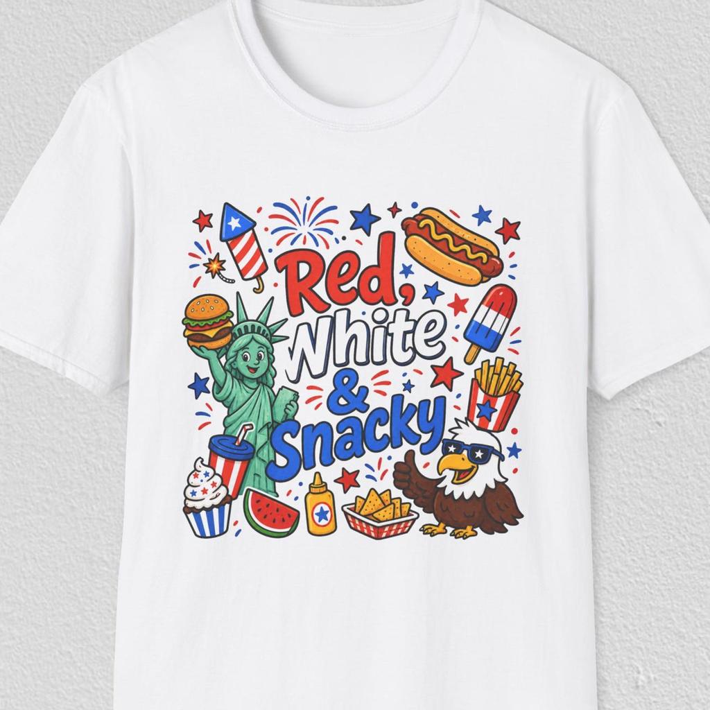Red White Snacky Shirt,Patriotic Food Tee,Funny Fourth of July T shirt,USA Snack Tee,Summer BBQ Tee,American Summer Shirt,Hot Dog Burger Tee