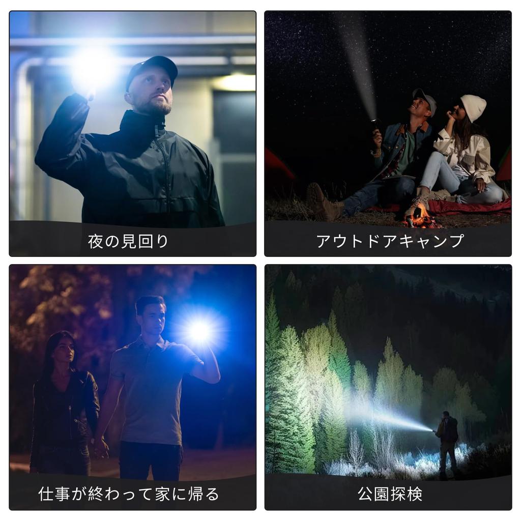 ABODXWERDI Powerful Rechargeable Emergency Flashlight with 3 Digital for Emergency Power First Outdoor Night and Dog Walking Flashlight, Compact,