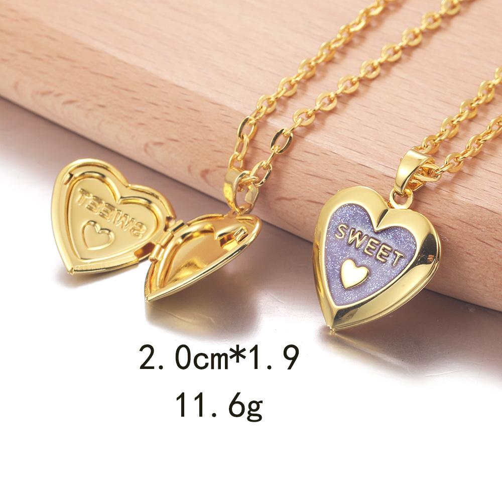 Golden Locket Pendant Mood Necklace Emotion Women Men Lovers Photo Frame Box Choker Necklaces Fashion Love Enamel Jewelry