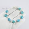 Turquoise Bezel Bracelet, Handmade Bracelet for Her, 925 Sterling Silver Bracelet, Oval and Pear Turquoise Jewelry, Light Weight Bracelet