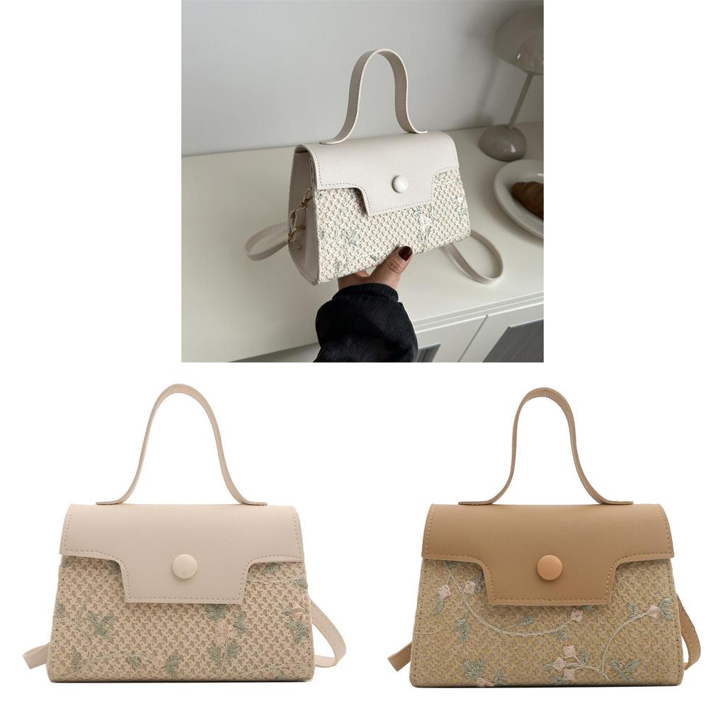 Summer Woven Small Crossbody Bag For Women With Magnetic Closure For Daily Use