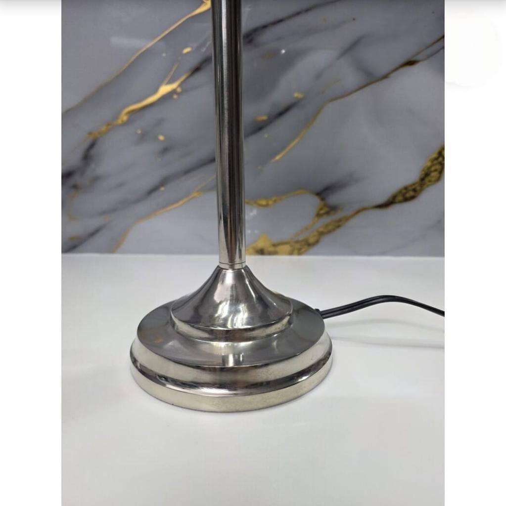 Vintage Brass Chrome Finish Table Lamp Pleated Shade Mid Century Modern Bedside Light Retro Desk Lamp for Bedroom Living Room Decor Gift