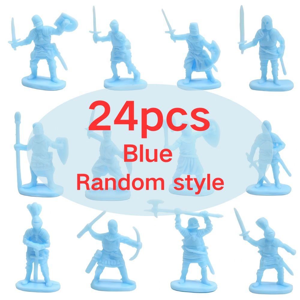 

24pcs Blue & Yellow Medieval Knight Soldier Figures, Plastic Army Men for Sand Table, Party Birthday Gift, Hobby Collection YMY