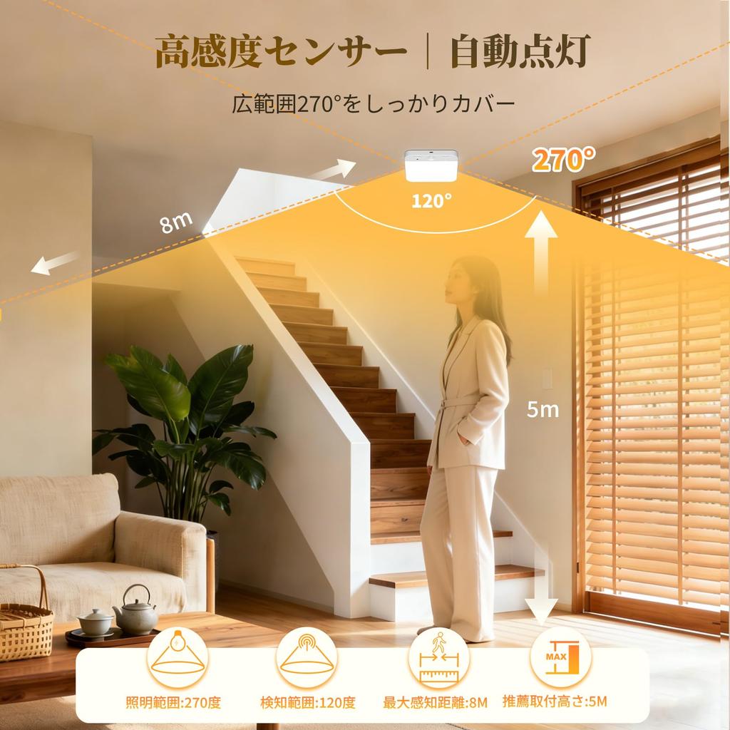 Yuzuku Motion Sensor LED Indoor Compact Ceiling Light with Memory Remote Energy Automatic Suitable for Emergency Use During Tape Easy No Construction