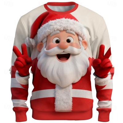 Autumn 3D Santa Clause Printed Sweatshirts Round Neck Fashionable Casual Sports Long Sleeved Christmas Clothing Men's Sweatshirts