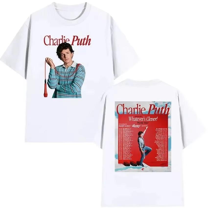 Charlie Puth Whatevers Clever 2026 World Tour Graphic Unisex Vintage Fashion Cotton Short Sleeve Women And Men T-shirt