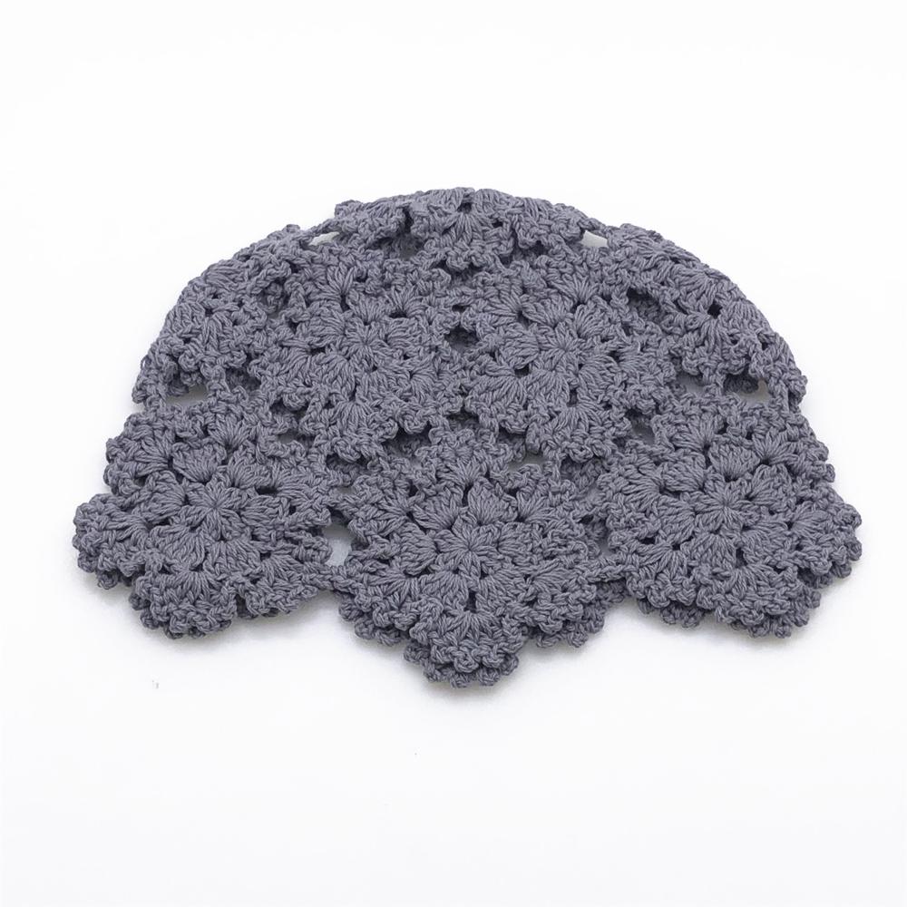Handmade Crochet Lace Hollow Head Spring and Summer Retro Casual Turban  Fashion Melon Leather  Mesh Hat серый