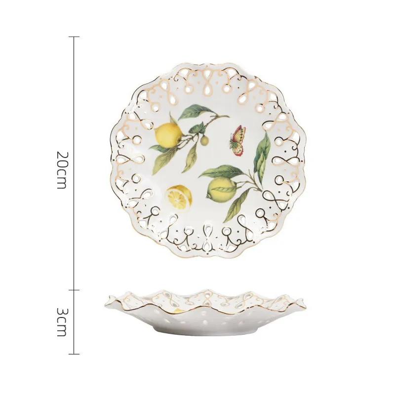 

Европейский лимонный узор Керамическая обеденная тарелка для стейка Миска Кухонные столовые приборы Фруктовая миска Сахарница Посуда Полный комплект