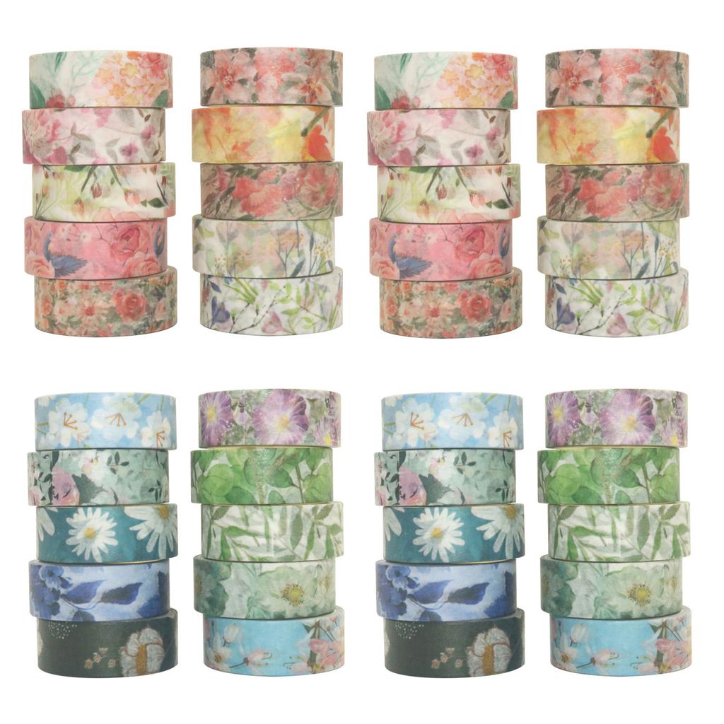 40 ruller Washi-tapesett Blomsterblomstblader Plante dekorative Washi-maskeringstape 15 mm bred