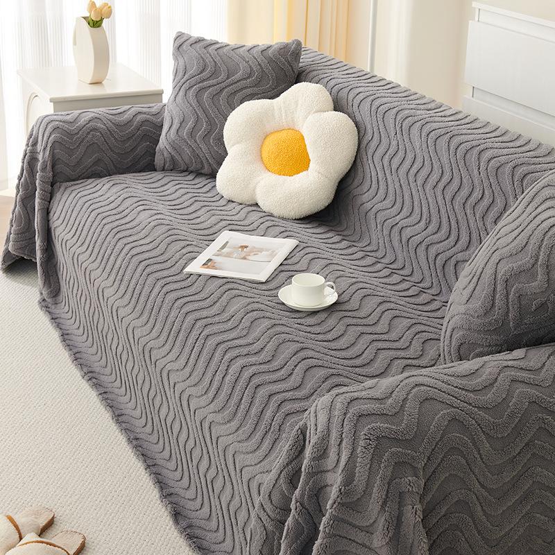 Ins Style Universal Sofa Cover Towel Four Seasons Universal Sofa Cushion Jacquard Velvet Winter Thickened Cushion Sofa Cover