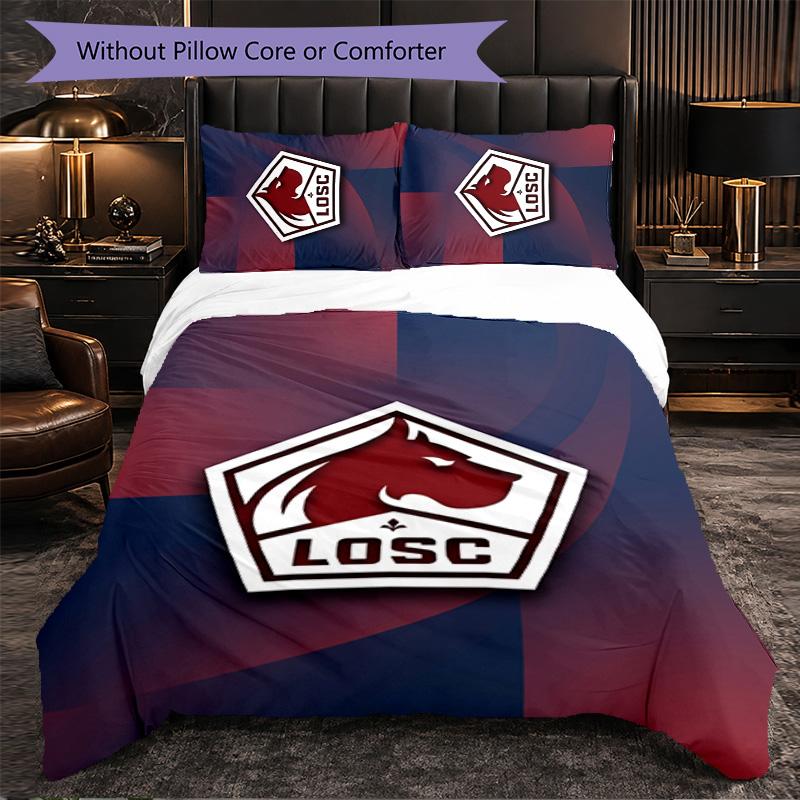 LOSC Lille FC Bettwäsche-Set 3-teilig Bettbezug-Set Dekorative Bettwäsche für Jugendzimmer Heimdekoration