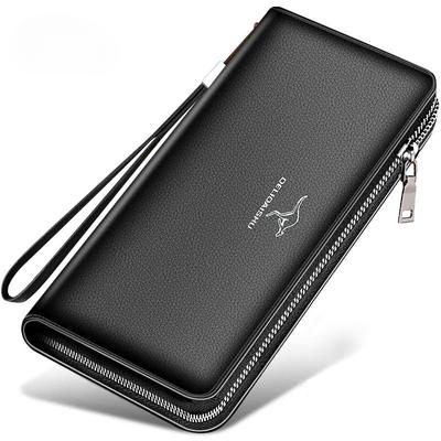 Large Capacity Business Men's Wallet Multiple Card Slots Mobile Phone Bag Male Long Purse Soft PU Leather Handheld Bag