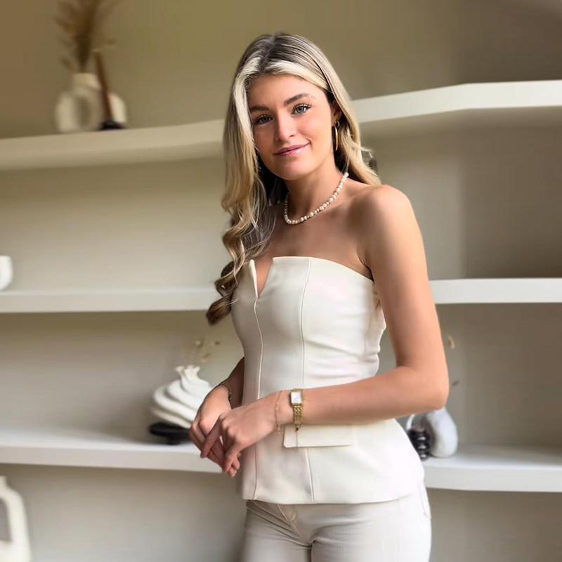 Dámský tílko Sexy krátký top Ležérní elegantní Jednobarevný Zip Bez rukávů Vesta Dojíždění Elegantní Kancelářská dáma Korzet Slim Topy Nová móda Jaro Léto