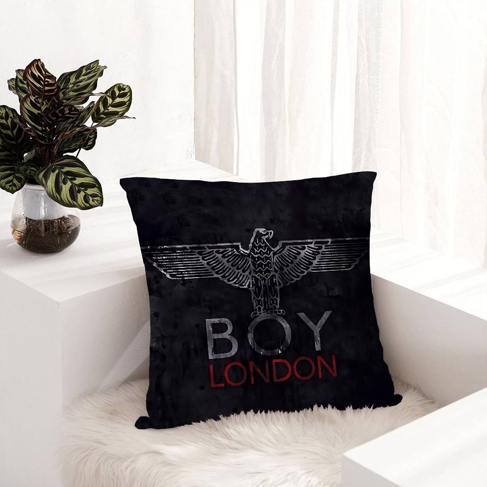 Classic B-Boy L-London Logo Pillow Covers Cartoon Sofa Decorative Home Double-Sided Printing Short Plush Cute Cushion Cover