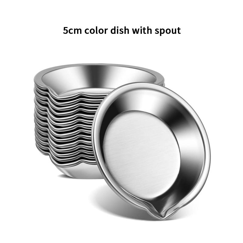 10Pcs Makeup Palette Stainless Steel Small Round Paint Tray Artist Watercolours Paint Mixing Palette Tray For Artist